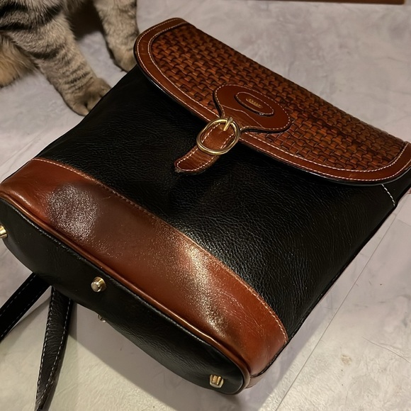 Bally  vintage bag   woven leather flap Italian leather   Black & brown   EUC - Picture 16 of 17